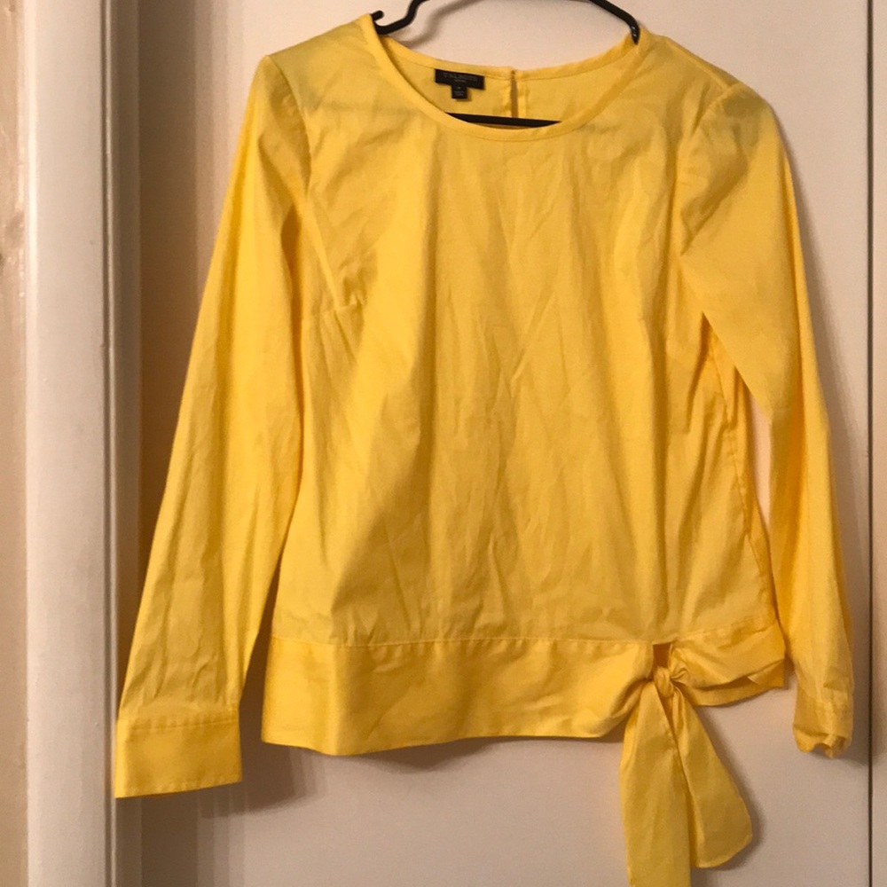 Bright Yellow Blouse with Bow Detail at the Bottom